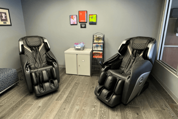 Photo of massage chairs in wellness room